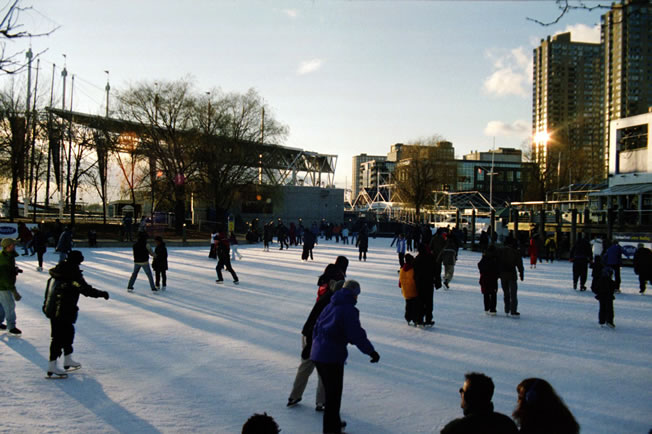 Ice rink in the former harbour district of Toronto