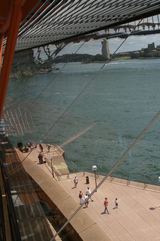 Harbour view through the windows of Sydney Opera House