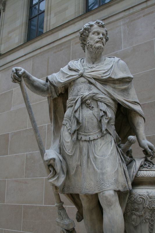Sébastien Slodtz: Hannibal comptant les anneaux des chevaliers romains tombés à la bataille de Cannes, en 216 av. J.-C. Marmor, 1704.