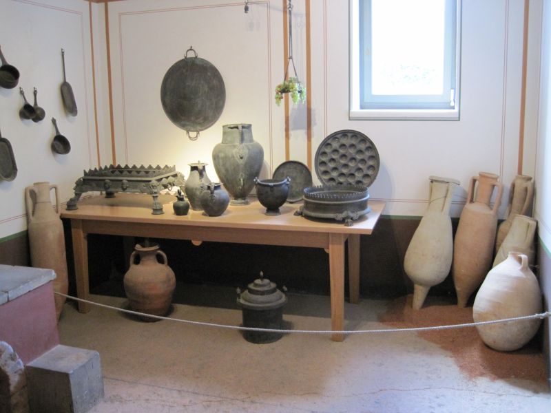 Ancient kitchen inside the Pompejanum in Aschaffenburg