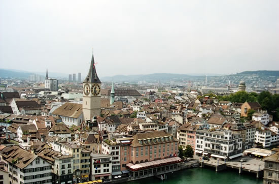 View over the "skyline" of Zurich