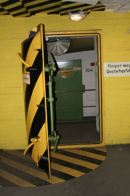 Automatic door at the side entrance of the bunker