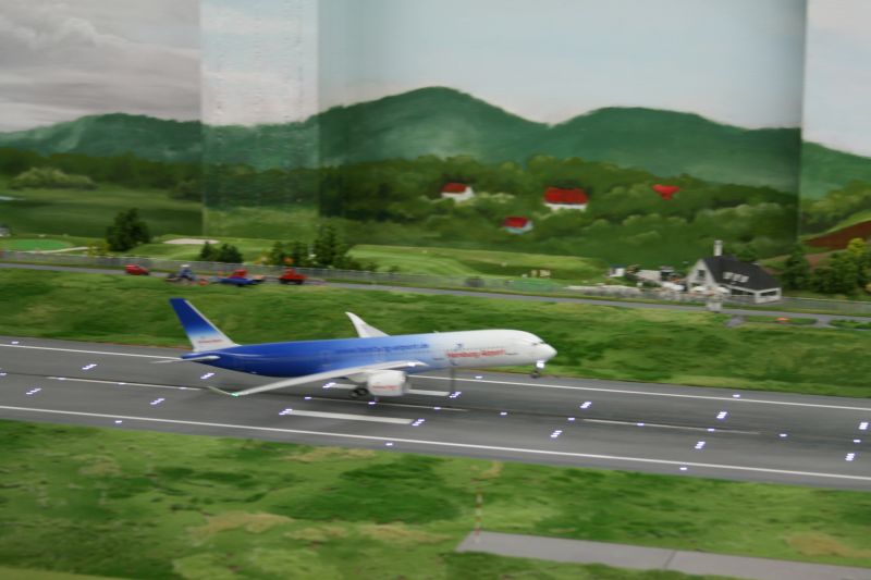 Plane landing& at Miniaturwunderland airport