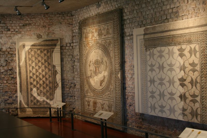 Mosaics shown under the Curia