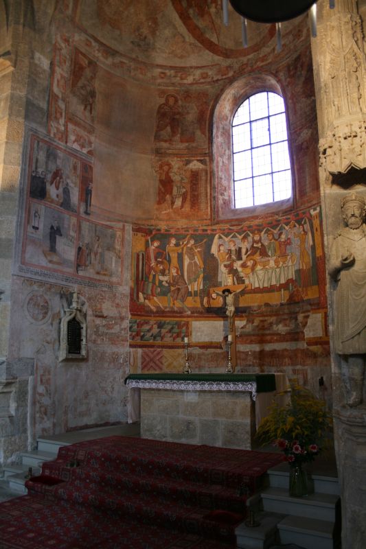 Karolingischen Fresken in der Klosterkirche: Gastmahl des Herodes mit tanzender Salome