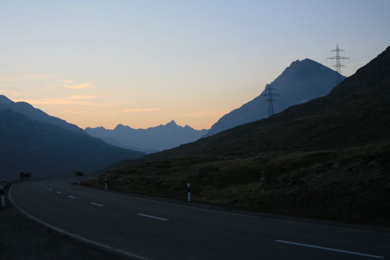 Berninapass beim Sonnenuntergang