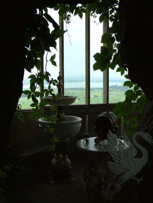 Private balcony of King Ludwig II. in Castle Neuschwanstein. You can view over the lakes of the East Allgäu plain.