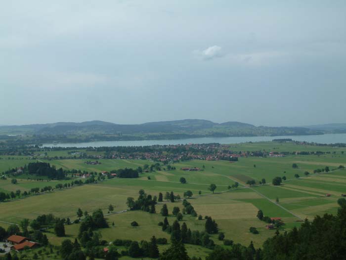 View from castle Neuschwanstein over the lakes of the East Allgäu plain