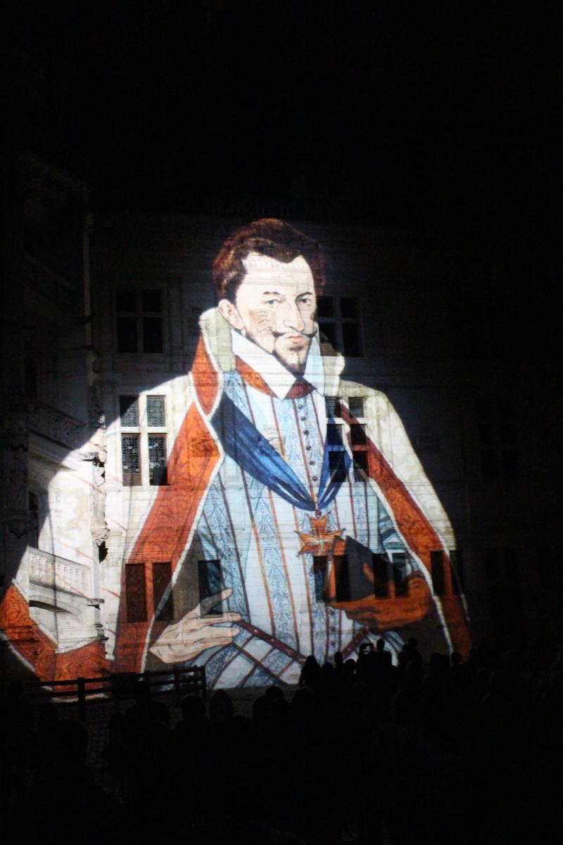 Sound and Light Show with illuminations of the Blois palace facades