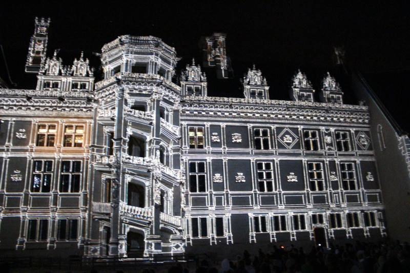 Sound and Light Show with illuminations of the Blois palace facades