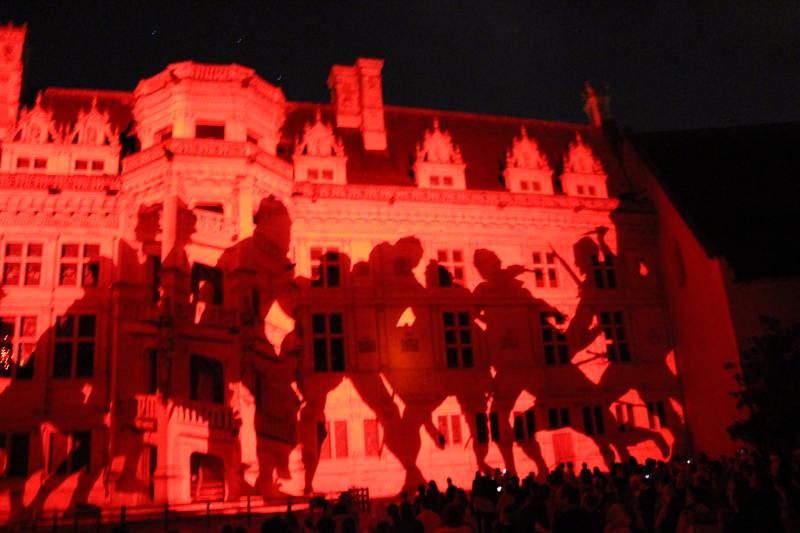 Sound and Light Show with illuminations of the Blois palace facades