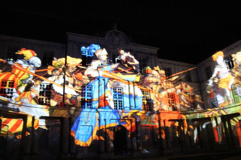 Sound and Light Show with illuminations of the Blois palace facades