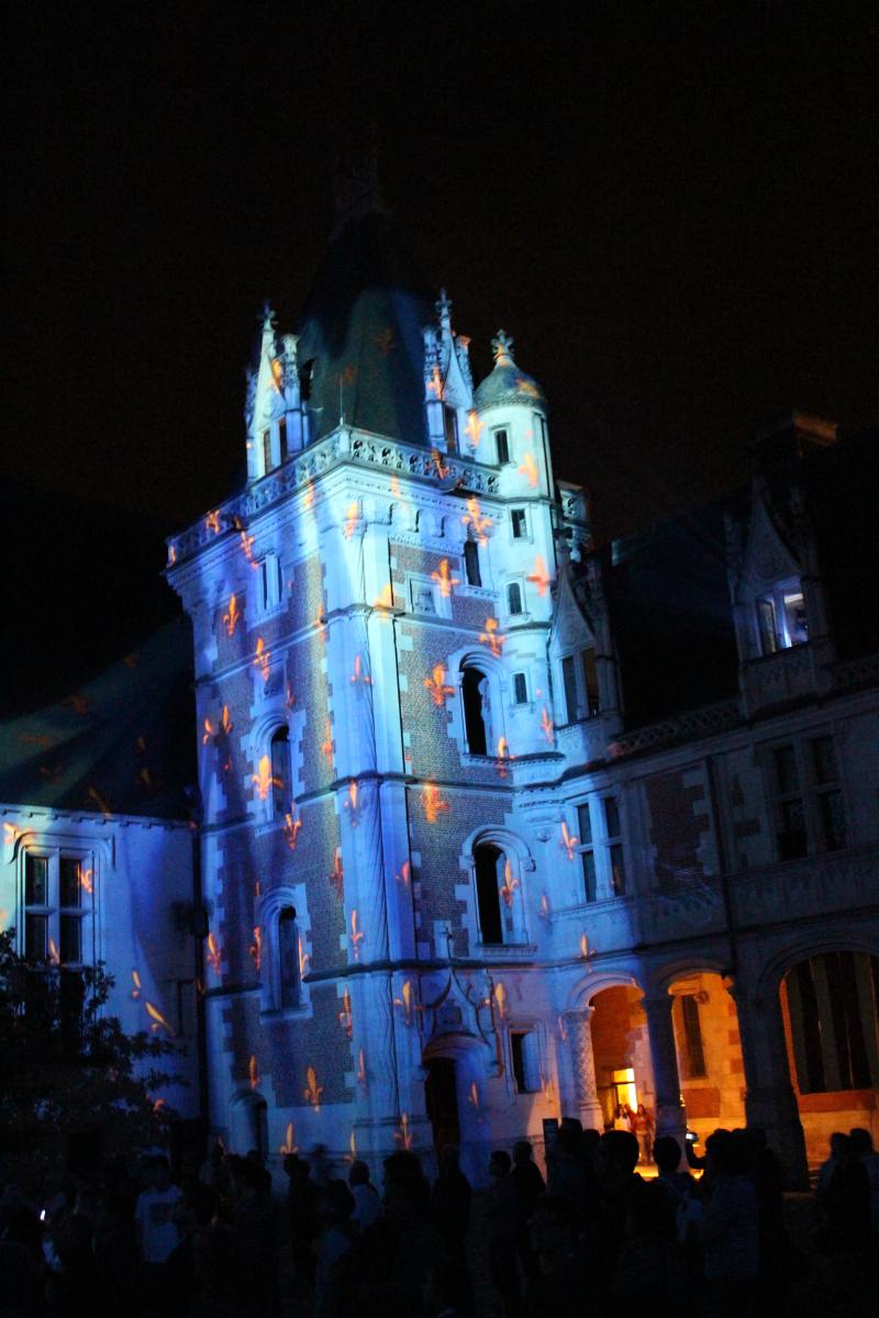 Sound and Light Show with illuminations of the Blois palace facades