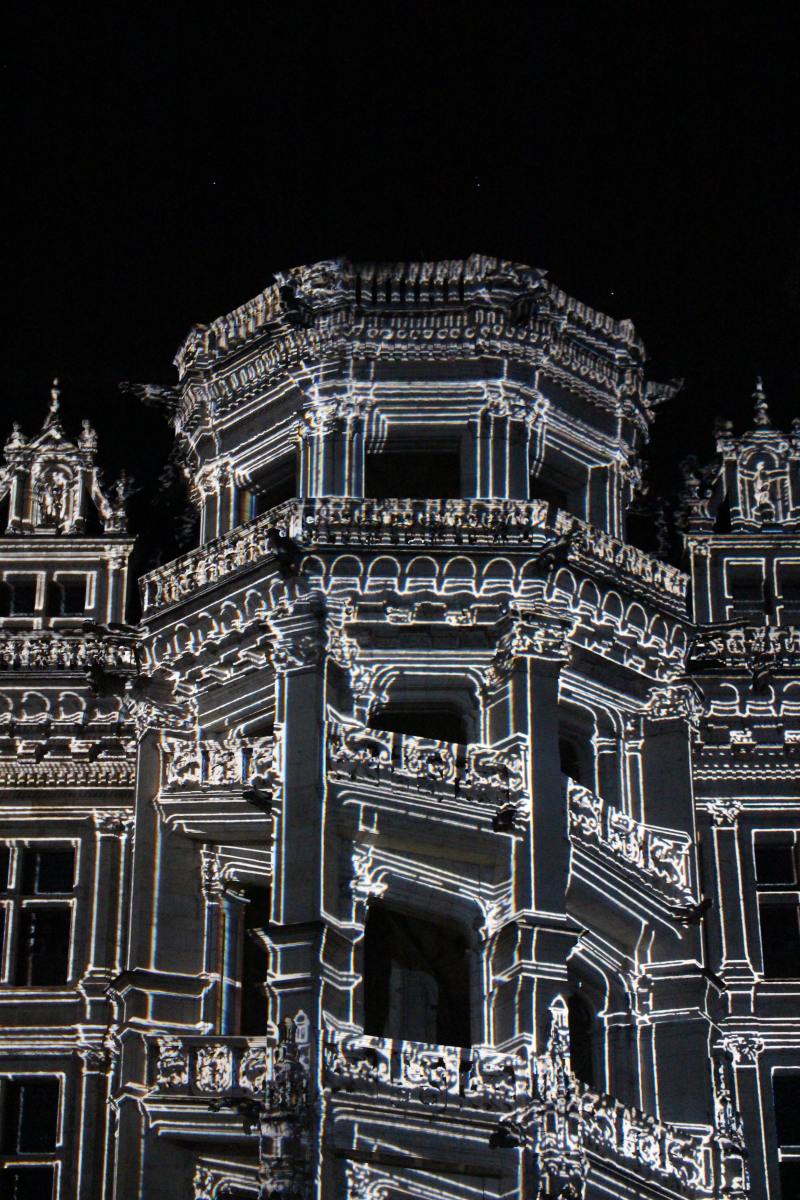 Sound and Light Show with illuminations of the Blois palace facades