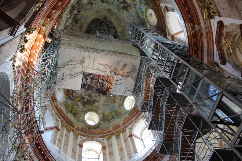 Renovation works in the Karlskirche (St. Charles's Church) in Vienna