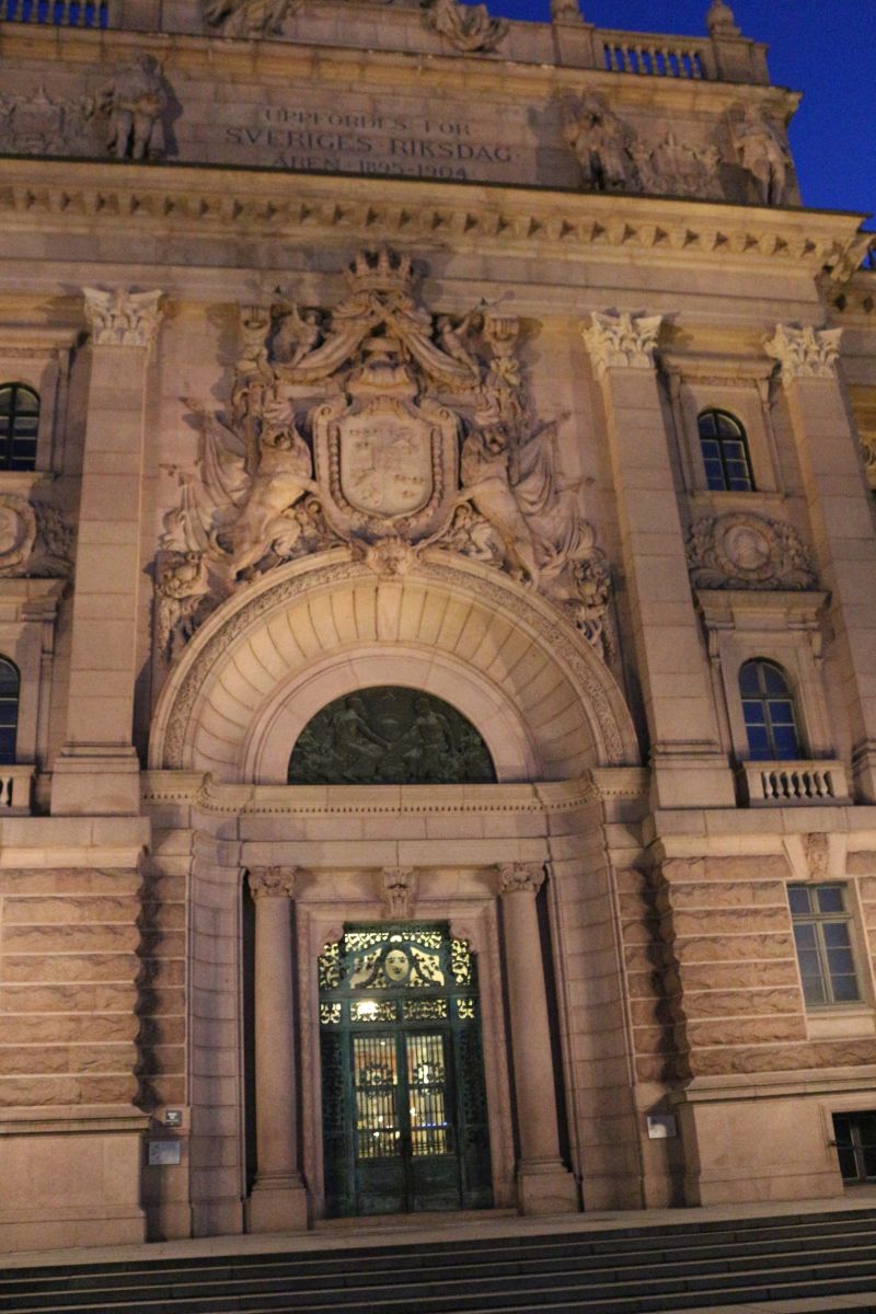 The Swedish Parliament at night