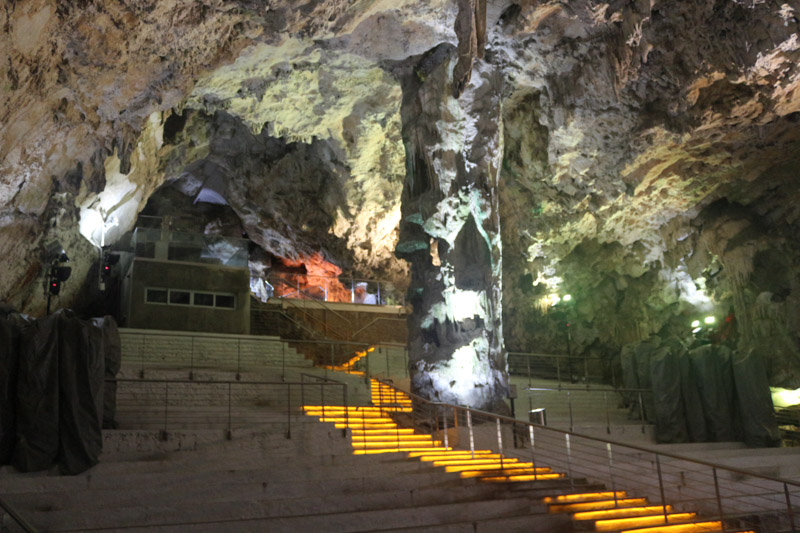 Colorful lights in& St. Michael's Cave