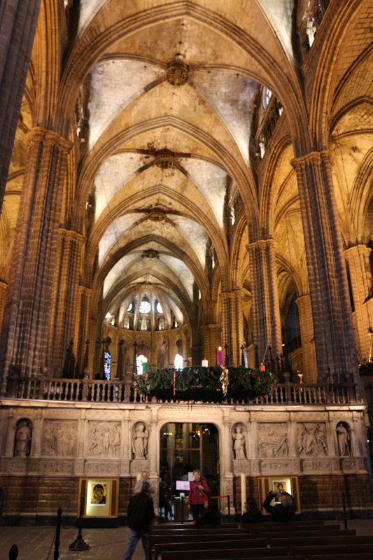 Interior of the gothic Barcelona Cathedral