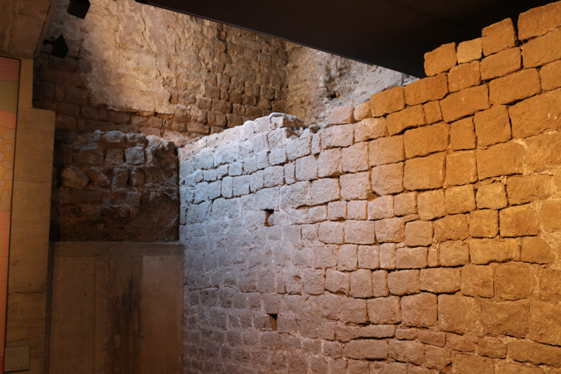 Underground vault below& the Royal Palace of Barcelona showing a Roman street and buildings