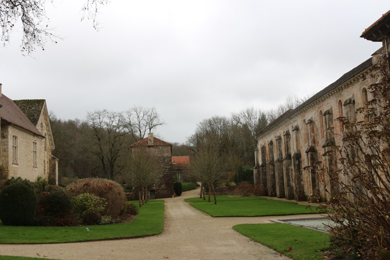 Dormitory building on the left. Forge on the right.