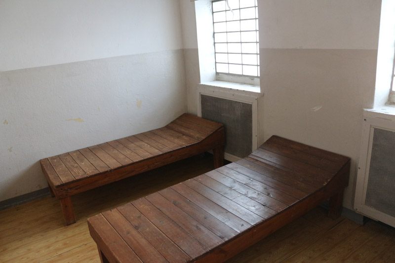 Prison cell in the new block built in the 60s. This cell has several beds to put prisoners with different tempers and personalities in one room. This usually caused social troubles or even fights between the inmates, thus again increasing the pressure.