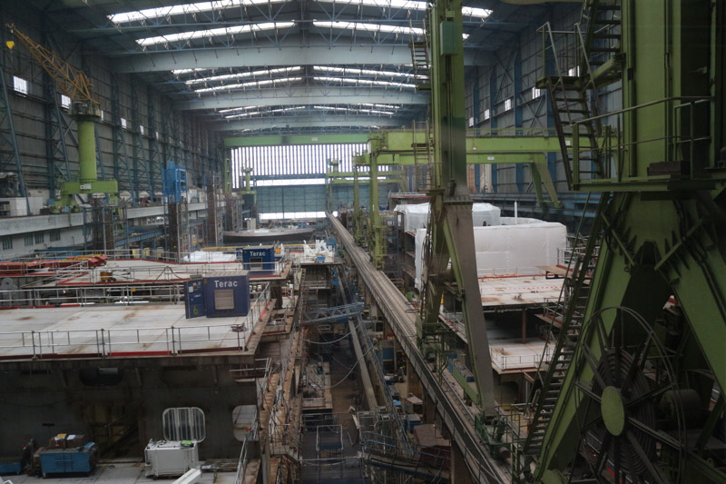 Dry dock 1& seen through the windows of the visitor& bridge