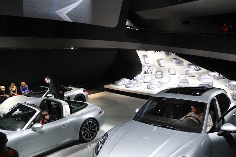 Inside the mostly empty Porsche& pavilion