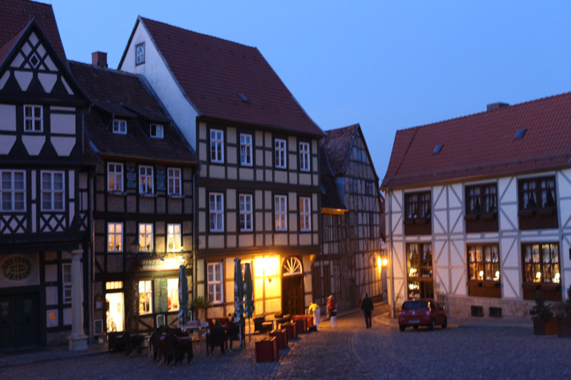 Streets in Quedlinburg after sunset