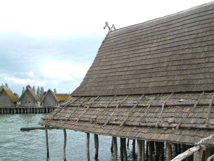 Reconstruction of a rooftop in the style of the Bronze Age