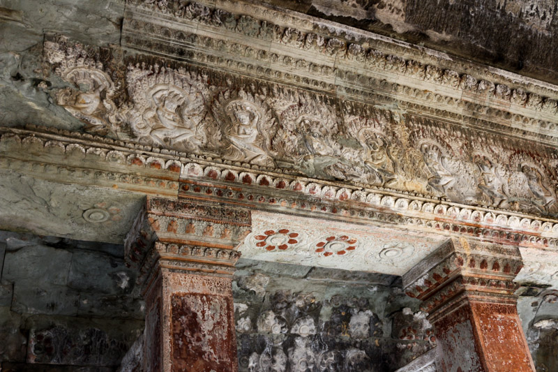 The door arches are covered with reliefs