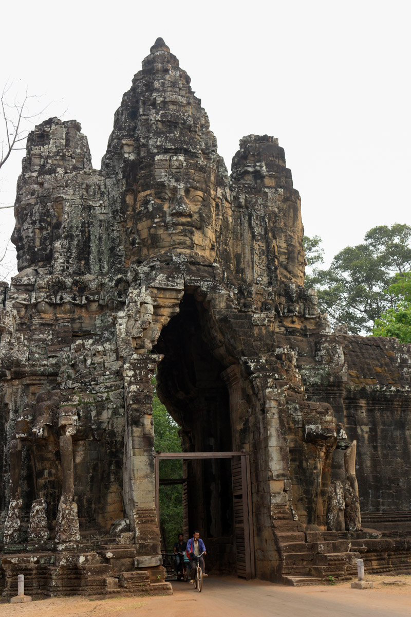 Northern Angkor Thom gate with big stone faces watching over the entrance
