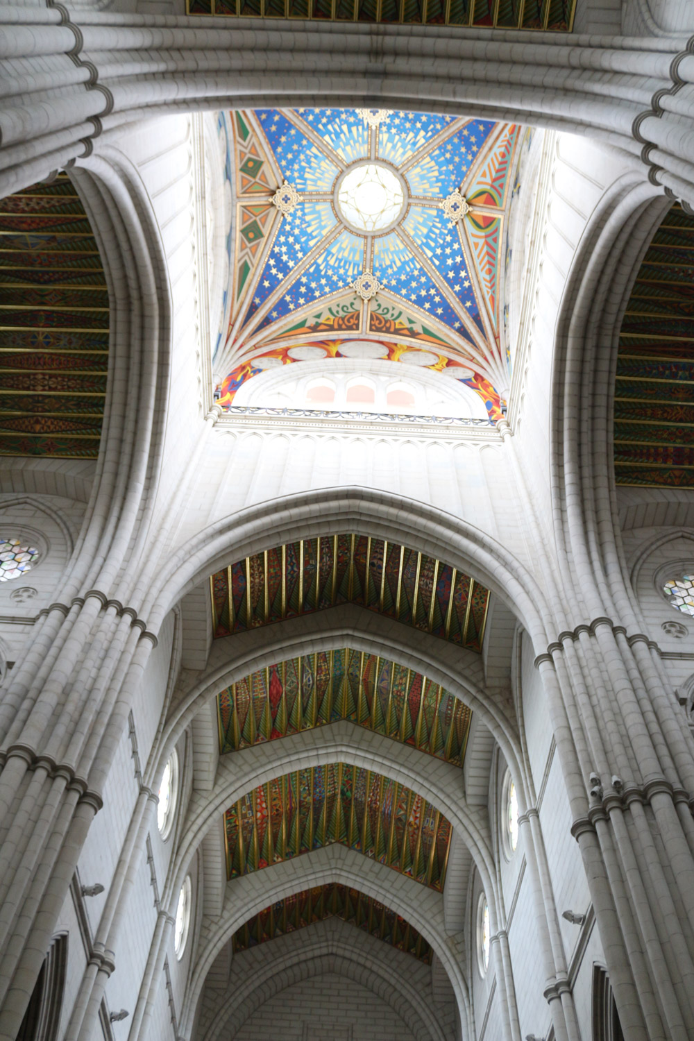 Colorful square cupola of the Almudena Cathedral