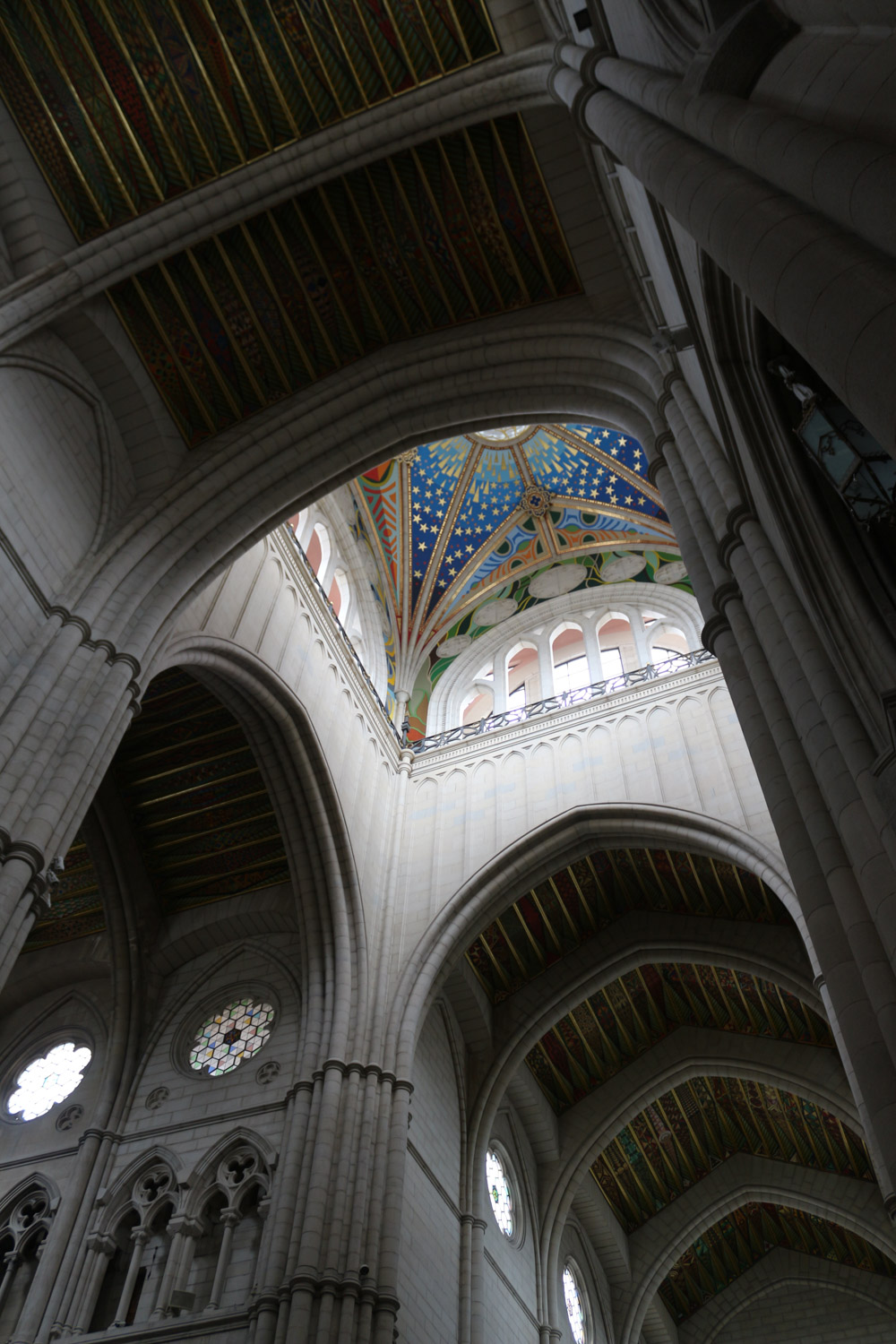 Colorful square cupola of the Almudena Cathedral