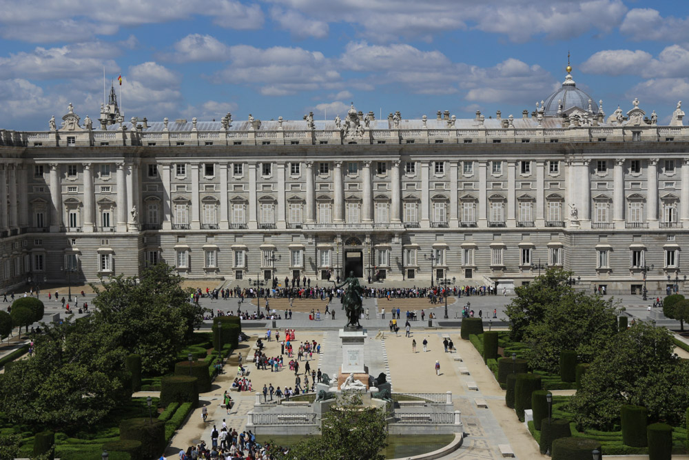 View from the lobby on one of the upper floors of Teatro Real towards the Royal Palace