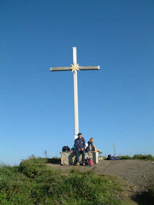 Cross on the summit of the mountain "Hoher Freschen"