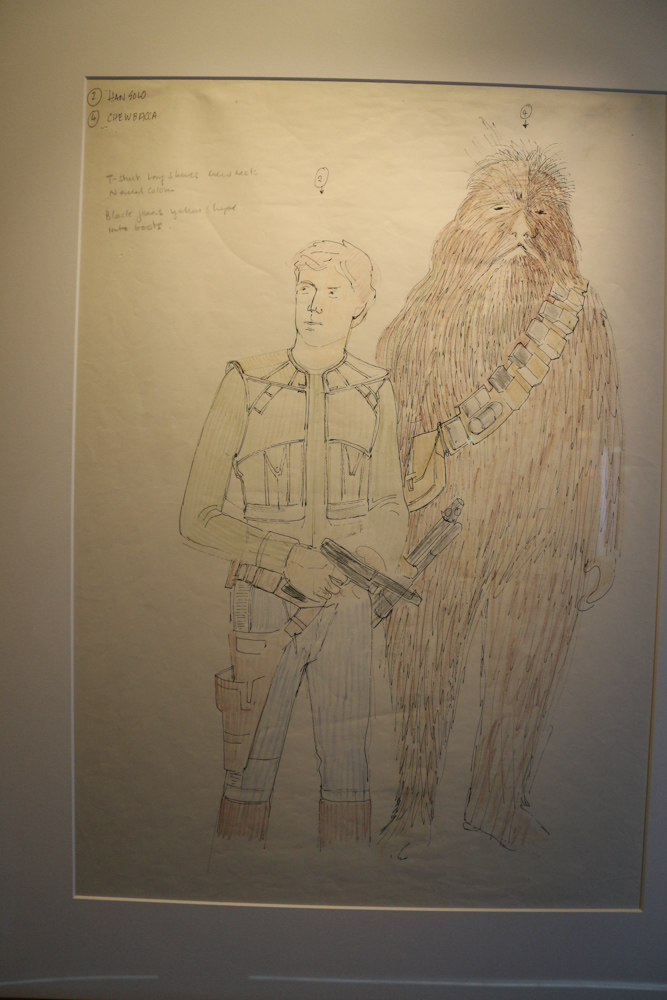 Frühe Entwurfszeichnung für Han Solo und Chewbacca