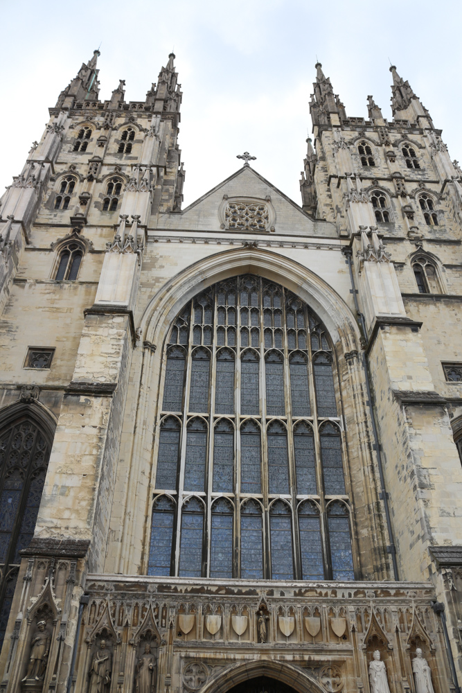 The two western towers above the main entrance of Canterbury Cathedral