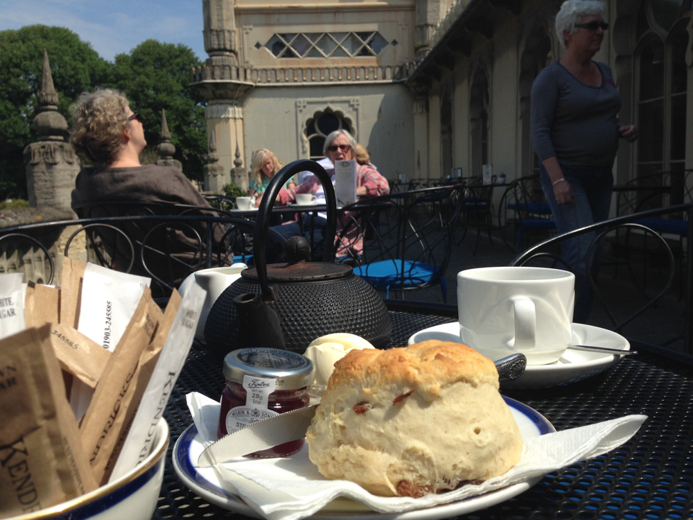 Cream Tea with fruit scones on the terrace of the Royal Pavilion