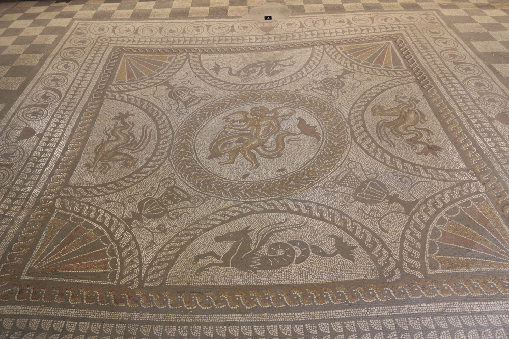 The Cupid on a Dolphin mosaic is the most famous exhibit of the villa