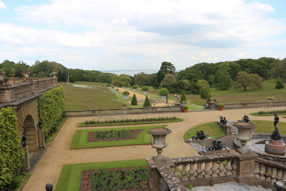 View from the terrace of Osborne House down to the sea. In the distant you can see Portsmouth.