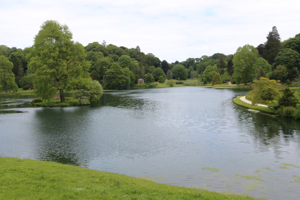 The large artificial lake in the center of Stourhead Gardens