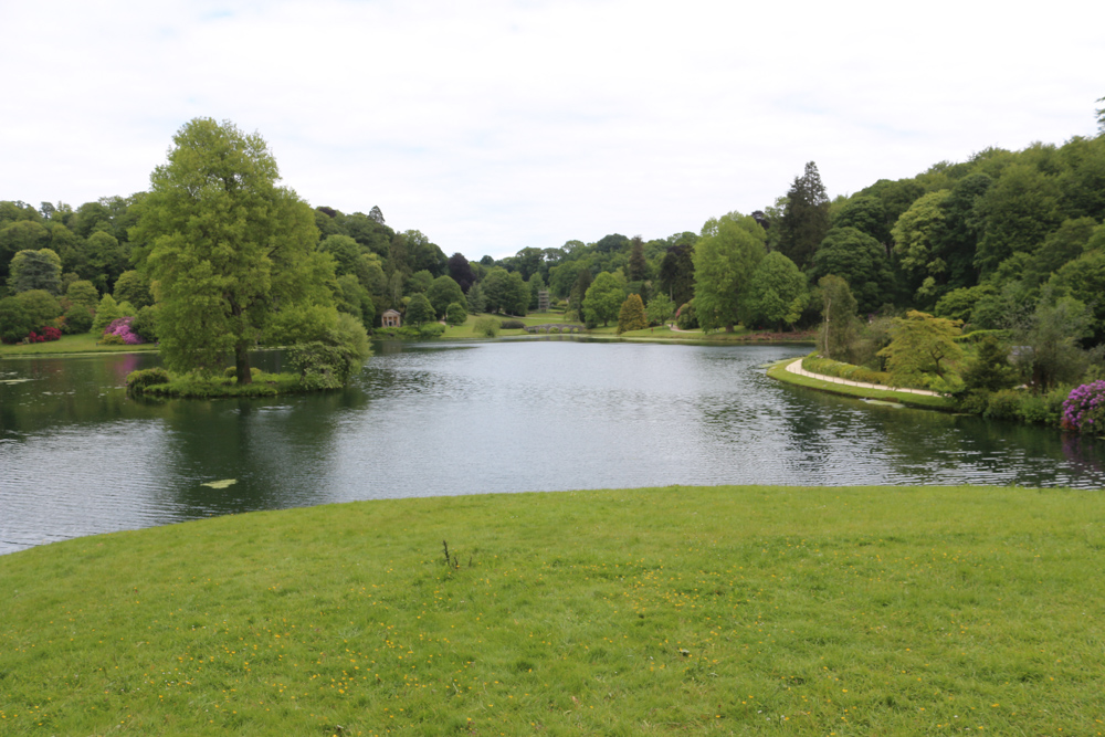 The large artificial lake in the center of Stourhead Gardens