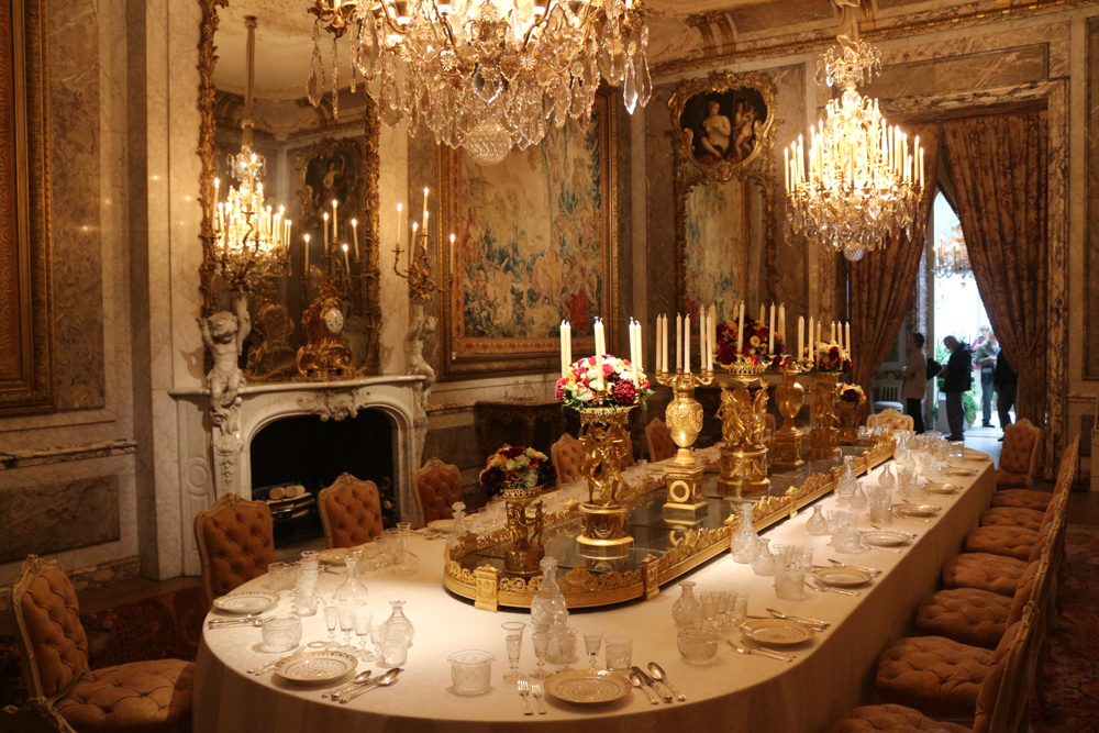 Opulent baroque dining room on the ground floor of Waddesdon Manor House