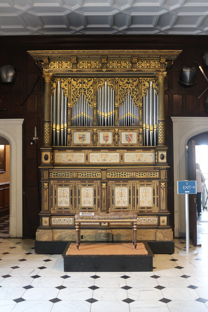 Organ in the Armoury on the ground floor of Hatfield House