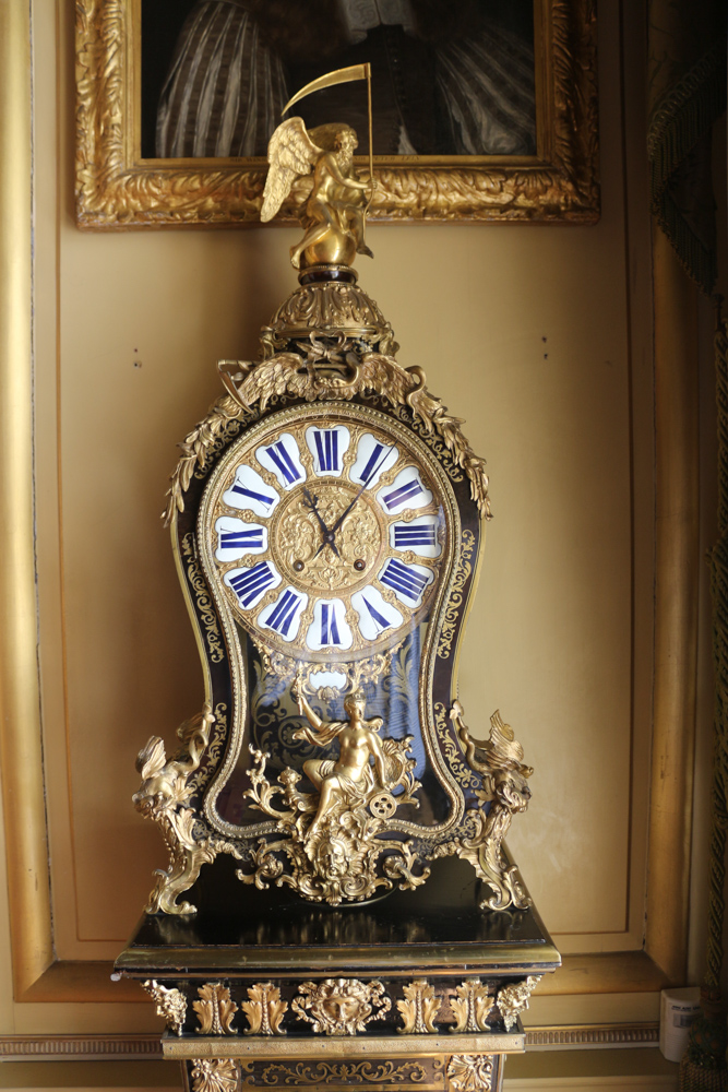 Clock in the green Writing Room of Blenheim Palace