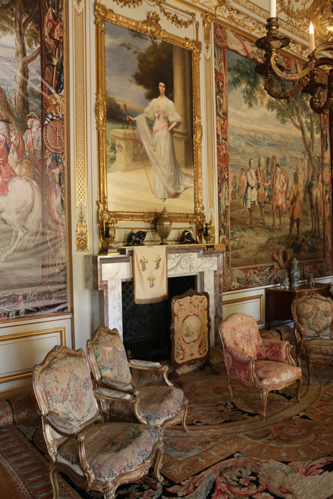 First State Room in the enfilade of rooms west of the dining hall of Blenheim Palace. The portrait above the fireplace shows Consuelo Vanderbilt, the American first wife of the 9th Duke of Marlborough. The dowry from the marriage helped to restore much of the palace.