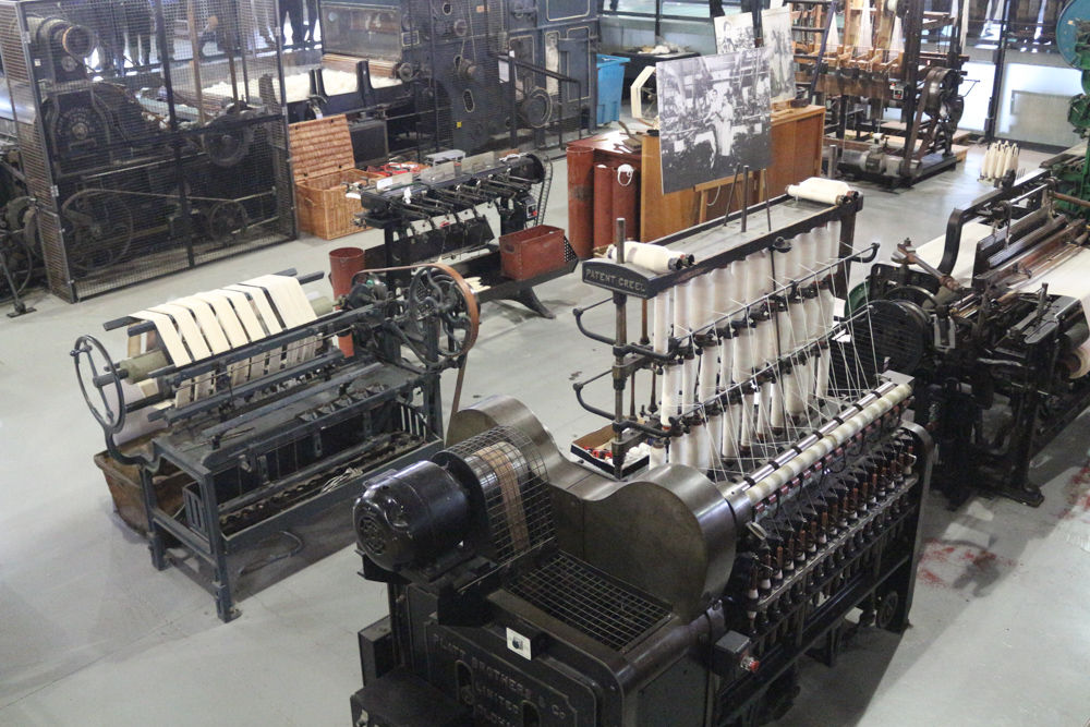 Working machinery in the textiles gallery of the Manchester Museum of Science and Industry