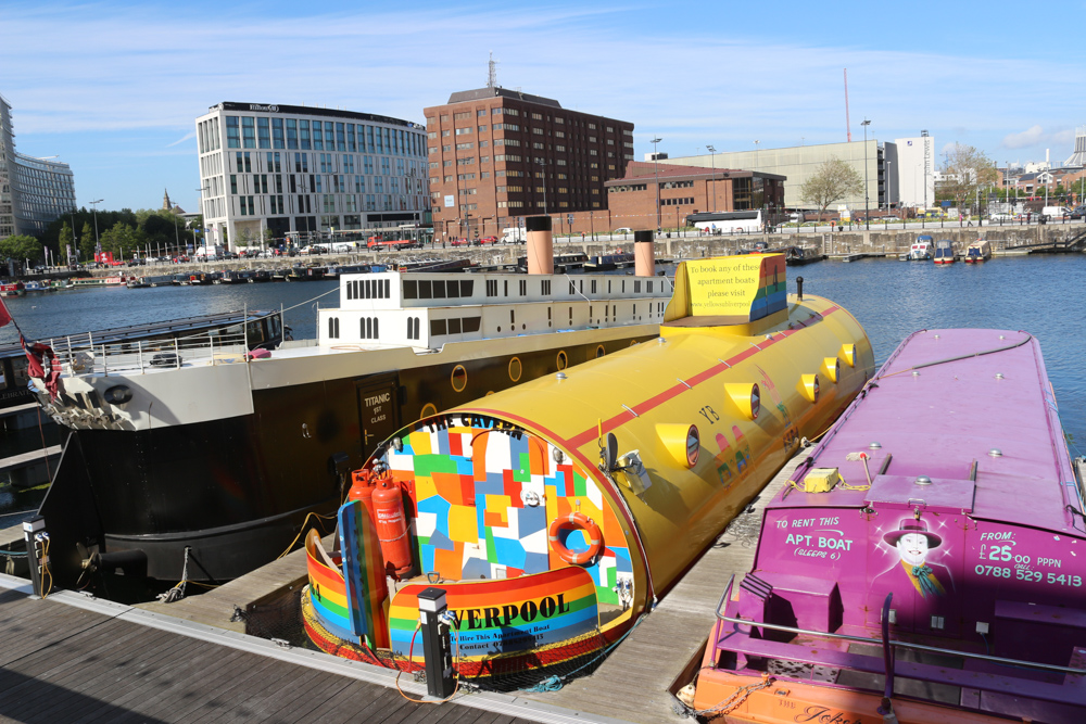 Yellow Submarine anchored next to the Albert Dock