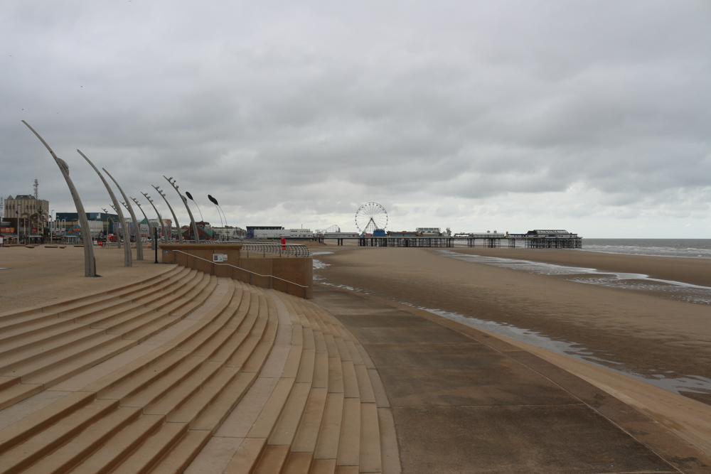 View along Blackpool beachfront to the Central Pier