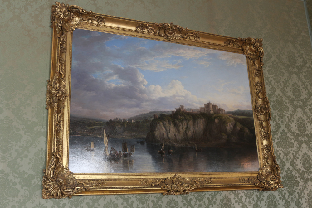 Classical oil painting of Culzean Castle seen from the sea